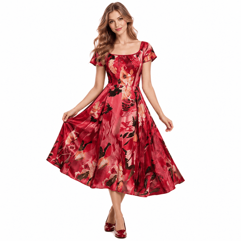 Patricia Widows Bay Costume Red Floral Dress Halloween Cosplay Outfit