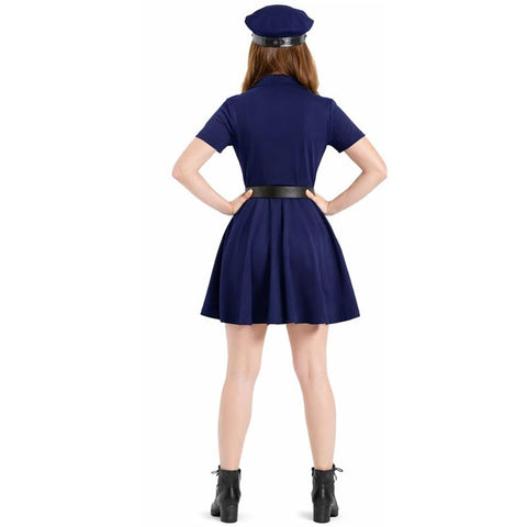Women’s Police Costume Uniform Set–Sexy Cop Cosplay Outfit with Hat, Belt & Badge