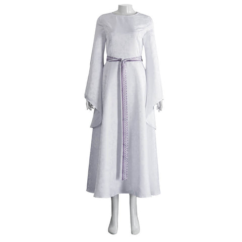 Queen Galadriel Lord Rings Costume Women White Dress Halloween Cosplay Outfit