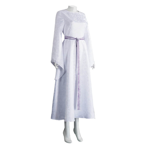 Queen Galadriel Lord Rings Costume Women White Dress Halloween Cosplay Outfit