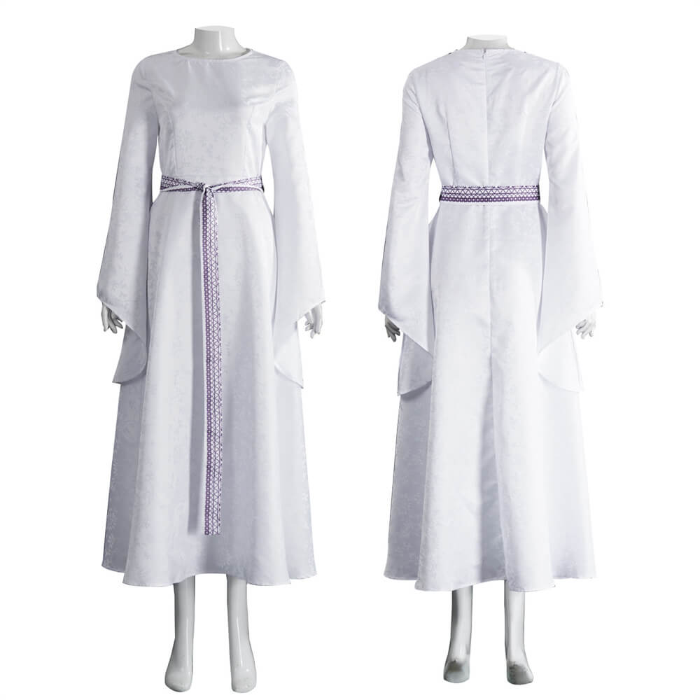 Queen Galadriel Lord Rings Costume Women White Dress Halloween Cosplay Outfit