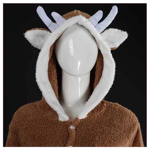 Cute Reindeer Animal Dress Khaki Elk Loose Pajamas Christmas Costume Women Tusary