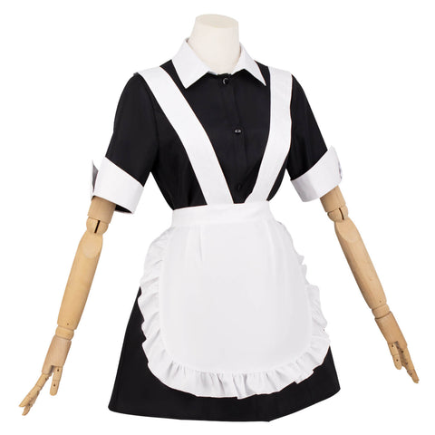 Women Rocky Horror Magenta Costume Gothic Maid Costume with Apron