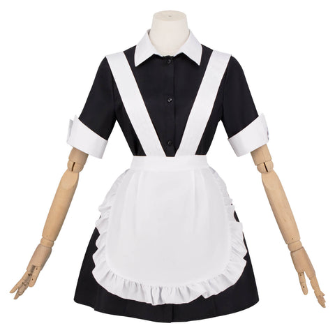 Women Rocky Horror Magenta Costume Gothic Maid Costume with Apron