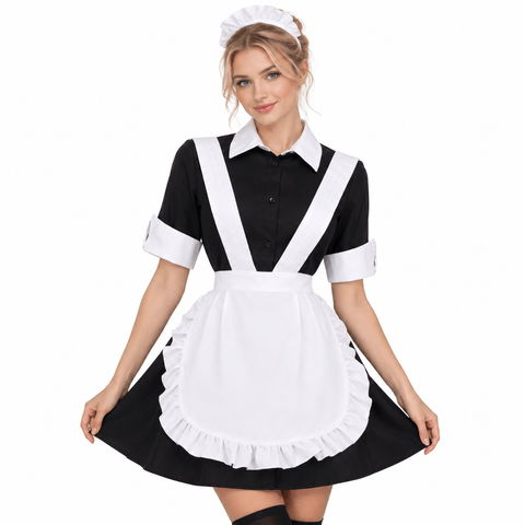 Women Rocky Horror Magenta Costume Gothic Maid Costume with Apron
