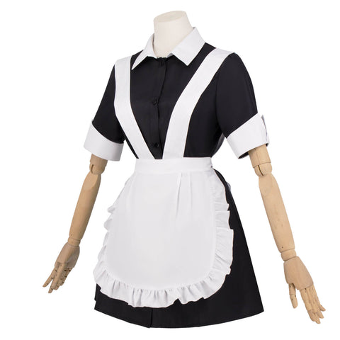 Women Rocky Horror Magenta Costume Gothic Maid Costume with Apron