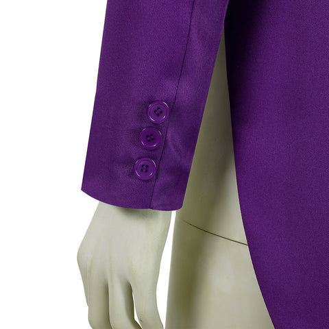 Purple Villain Mayor Costume Jacket Mustache Tailcoat for Men with Beard