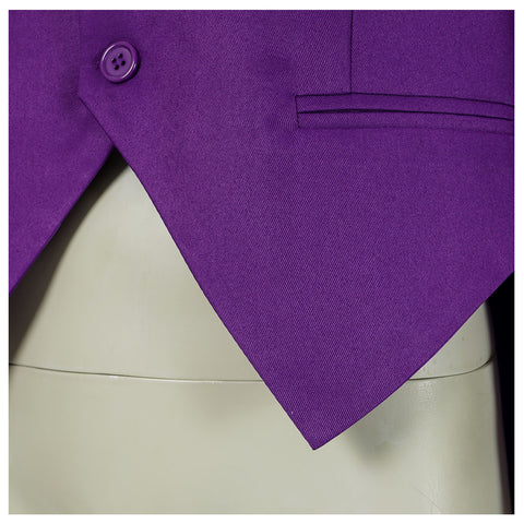 Purple Villain Mayor Costume Jacket Mustache Tailcoat for Men with Beard