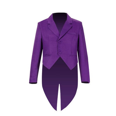 Purple Villain Mayor Costume Jacket Mustache Tailcoat for Men with Beard