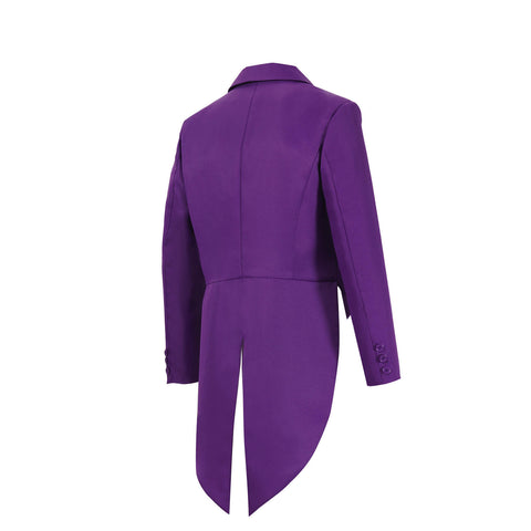 Purple Villain Mayor Costume Jacket Mustache Tailcoat for Men with Beard