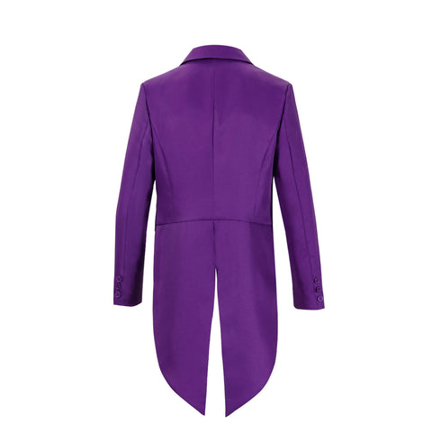 Purple Villain Mayor Costume Jacket Mustache Tailcoat for Men with Beard