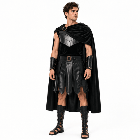 The Odyssey 2026 Odysseus Costume Black Greek Warrior Armor Outfit Halloween Cosplay Suit