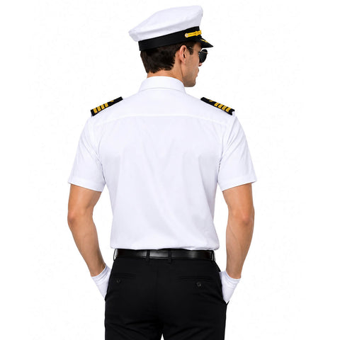 Premium Yacht Captain Costume for Men – Complete Nautical Captain Uniform Set with Hat, Sunglasses, Gloves & Accessories