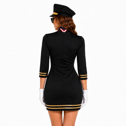 Women Stewardess Dress Caption Flight Attendant Costume Party Set