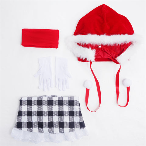 Tusary Adult Cindy Lou Who Costume 7Pcs Christmas Holiday Cosplay Suit