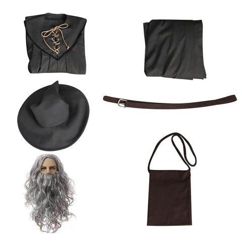 Adult Grey Gandalf Costume Halloween Cosplay Outfit with Wig
