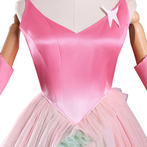 Adult Glinda Costume Witch Pink Glinda Dress Halloween Cosplay Suit with Princess Crown