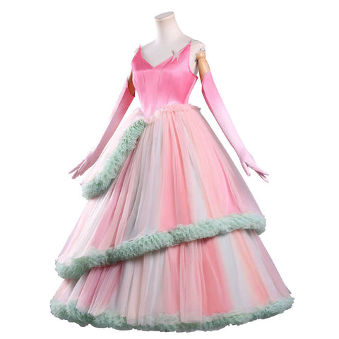 Adult Glinda Costume Witch Pink Glinda Dress Halloween Cosplay Suit with Princess Crown