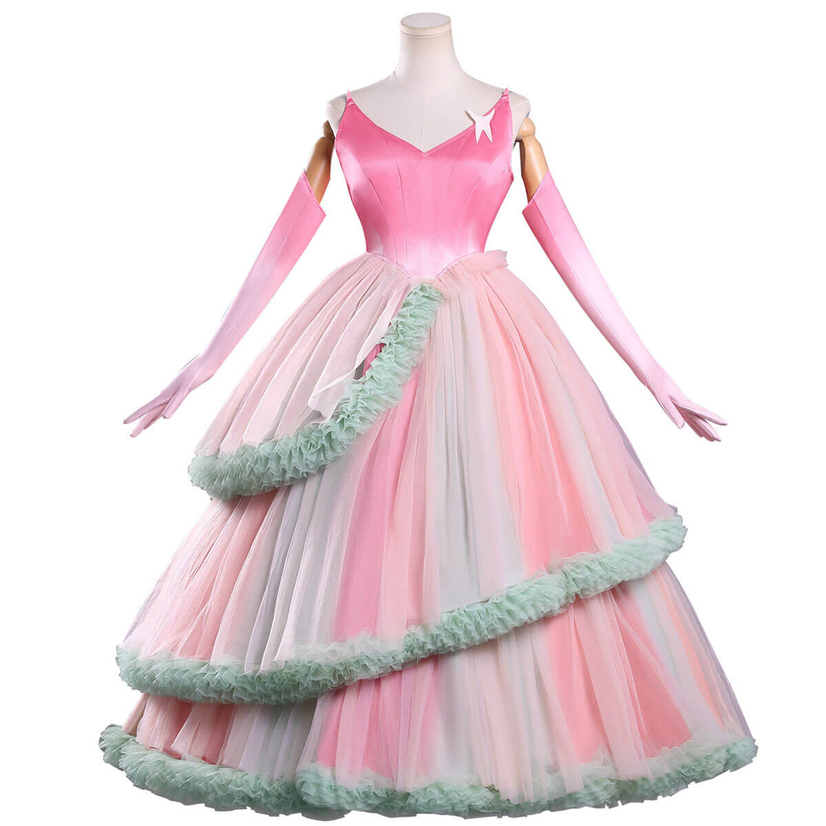 Adult Glinda Costume Witch Pink Glinda Dress Halloween Cosplay Suit with Princess Crown