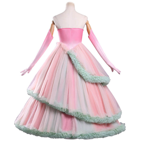 Adult Glinda Costume Witch Pink Glinda Dress Halloween Cosplay Suit with Princess Crown