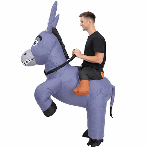 Inflatable Donkey Costume Riding on Donkey Suit Funny Blow Up Halloween Costume Adult