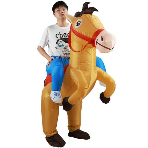 Inflatable Horse Costume Ride On Horse Blow Up Halloween Party Suit