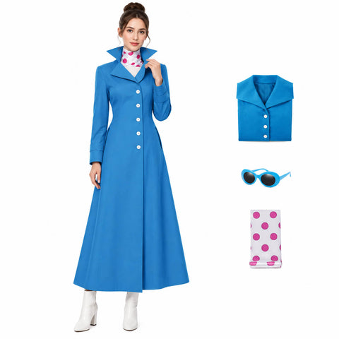 Lucy Wilde Costume Blue Trench Coat Halloween Cosplay Outfit