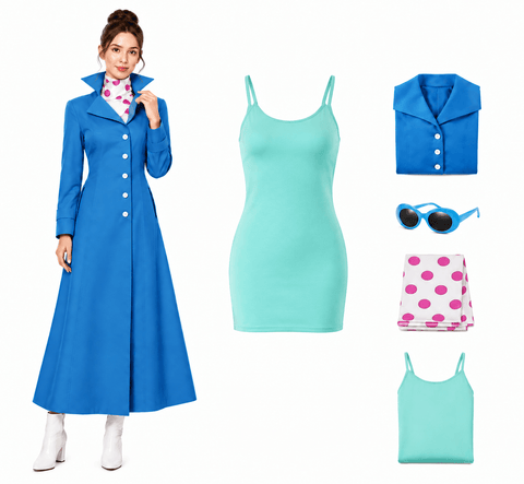 Lucy Wilde Costume Blue Trench Coat Halloween Cosplay Outfit