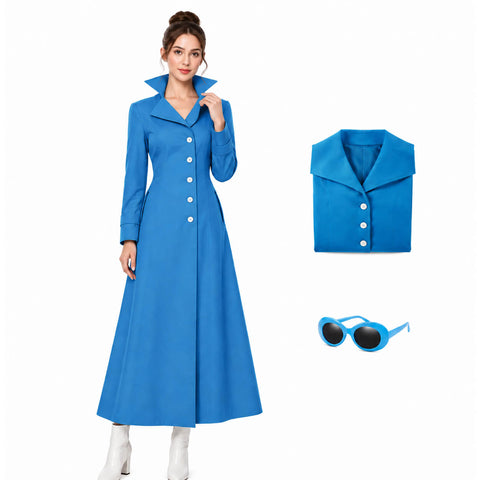 Lucy Wilde Costume Blue Trench Coat Halloween Cosplay Outfit