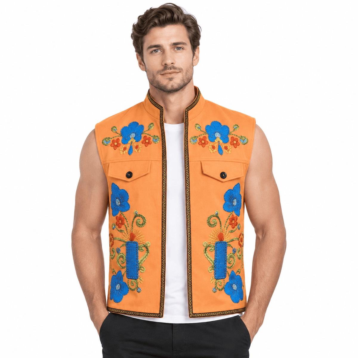 Men Luis Madrigal Descendants Wicked Costume Luis Orange Waistcoat