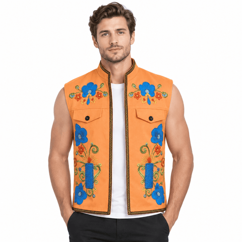 Men Luis Madrigal Descendants Wicked Costume Luis Orange Waistcoat