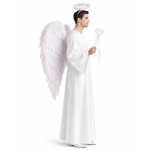 Men Angle Costume 4Pcs Church Pastor Uniform Halos Robe Angel Wings and Hairband