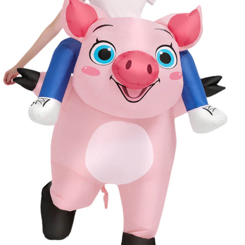 Tusary Inflatable Pink Pig Ride on Costume Halloween Riding Costume