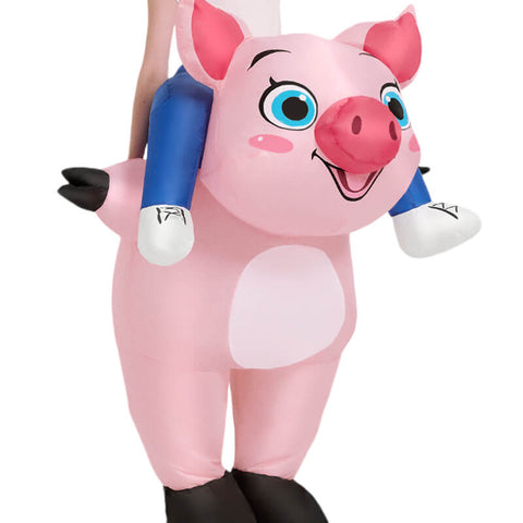 Tusary Inflatable Pink Pig Ride on Costume Halloween Riding Costume