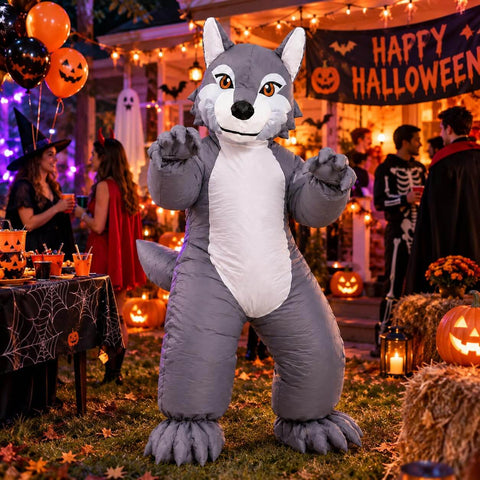 Wolf Inflatable Costume Adult Funny Halloween Party Wolf Blow Up Suit